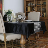 欧式魅力奢华黑色餐桌布 台布 盖布 茶几布 书桌布 可定做尺寸