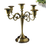新古典美欧式烛台复古摆件创意浪漫餐桌五头蜡烛台金属铜色装饰品