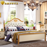 儿童单人床白蜡木床实木床1.2米北欧风格床头真皮软靠卧室组合床