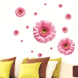 粉色雏菊花墙贴纸客厅沙发电视背景情侣卧室墙温馨装饰可移除贴画