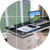 tot美迪丝 台式玻璃电脑桌简约现代 家用办公桌简易黑白一米二书