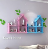 创意格子儿童房连体小房子电视背景墙装饰壁挂架墙上隔板置物架