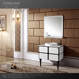 TOHLOO卫浴 现代简约实木浴室柜一体陶瓷盆 浴室柜组合黑白系列