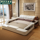 真皮1.8米组合双人床榻榻米皮艺简约现代韩式抽屉储物大户型婚床