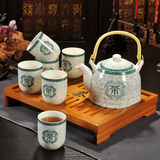 陶瓷茶具套装茶壶茶杯茶艺功夫茶具整套茶具提梁壶带茶盘套装特价