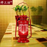 中式红色创意喜字金属台灯 结婚台灯床头灯 阿拉神灯铁艺客厅卧室