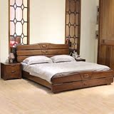 胡桃木家具 全实木实木双人床现代中式1.8米实原木床大床卧室婚床