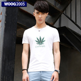 WOOG2005圆领短袖t恤男2016夏季韩版修身男士白色T恤潮半袖打底衫