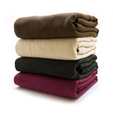 外贸素色含羊毛线织毯空调航空午休盖毯披肩春秋冬季家居毯子包邮