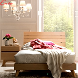 简约纯实木床1.8 2米婚床橡木单人双人床卧室家具成人1.5米床