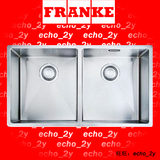 弗兰卡PLX220-74不锈钢手工水槽，新等大双槽台下盆（台中，台上