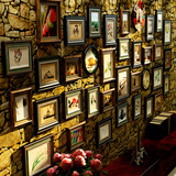 欧式照片墙餐厅客厅卧室相片墙创意组合相框挂墙美式复古怀旧钟表