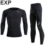 春夏EXP压缩运动紧身裤男跑步健身服女子弹力训练套装马拉松长裤