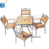 海山户外桌椅室外庭院家具组合套件防腐花园阳台休闲实木铝木套装