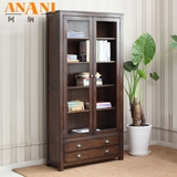 阿纳尼纯实木书柜带玻璃书架进口水曲柳美式经典书房家具环保新品