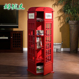 特价英伦复古红色电话亭CD书柜宜家书架儿童储物装饰小柜子格子柜