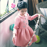 韩国童装15秋冬新款女童加厚长袖连衣裙大童公主礼服蓬蓬裙亲子装