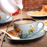 LUMI美式创意手绘咖啡杯碟套装 特色复古陶瓷杯子马克杯 精美礼品