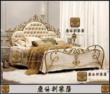 高档欧式铁艺床 宜家铁床双人床1.5米1.8米软靠床 白色铁艺公主床
