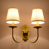 LED欧式壁灯简约现代铁艺客厅灯美式复古壁灯仿铜灯卧室床头壁灯