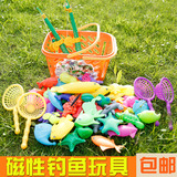 儿童钓鱼玩具池套装磁铁小猫磁性钓鱼戏水宝宝智力玩具批发 1-3岁