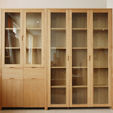 水曲柳实木特价书柜二门三门书柜组合玻璃门置物柜全实木书柜定制