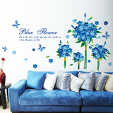 墙贴纸贴画客厅沙发背景墙壁装饰品梦幻蓝色花束创意家居花朵贴花