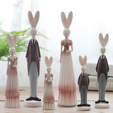 美式乡村情侣树脂兔子婚庆装饰品摆件创意客厅卧室电视机柜摆设品