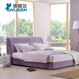 依丽兰简约布艺床可拆洗布床1.5 1.8米双人床高箱储物床软床F6029
