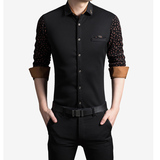 男保暖衬衫加厚加绒长袖韩版修身大码撞色拼接商务休闲男装衬衣