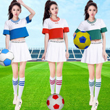新款啦啦操演出服装短袖女团体拉拉队服足球宝贝欧洲杯战队女球衣