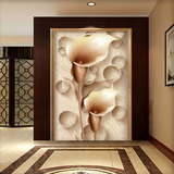 3D立体浮雕大型壁画 客厅卧室过道走廊玄关背景墙纸 马蹄莲壁纸