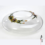 小型金鱼缸水晶玻璃鱼缸 圆形乌龟缸迷你鱼缸创意办公桌养鱼风水