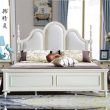韩精灵美式床双人1.8米床卧室实木家具床韩式床储物真皮白色床