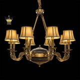 全铜吊灯美式复式楼客厅餐厅灯简约欧式复古别墅大气个性创意温馨