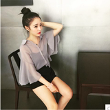 2016夏季新款女装韩版性感娃娃衫宽松露肩吊带一字领上衣短袖单件