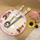 【颜色家居馆】韩国小熊西餐勺麦迪熊瓷餐勺冰淇淋勺子汤勺筷子