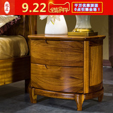 龙森 现代新中式实木床头柜 乌金木床头柜双抽储物柜 卧室家具