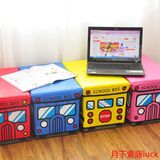 儿童卡通长方形汽车PU收纳凳玩具收纳箱折叠整理盒储物椅可坐凳子