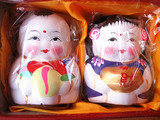 包邮发财祝寿童子娃娃中国惠山小号泥人泥塑小抱福娃摆件外事赠品
