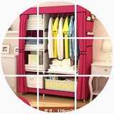 单人活动寝室简易衣柜布艺钢架布衣柜不锈钢组装纯色衣橱宿舍厨子