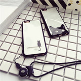 黑白猫咪情侣苹果iPhone6手机壳iPhone6plus硅胶镜面5S外壳保护套