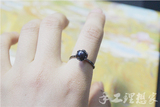 【白雪黑珍珠】s925纯银复古戒指 黑珍珠花朵开口戒指 大小可微调