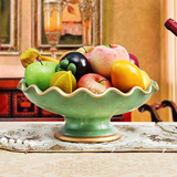 美式田园陶瓷大号水果盘欧式创意家用餐桌客厅茶几干果盘套装摆件