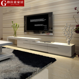 白色烤漆地柜伸缩活动电视柜长方形客厅电视柜现代简约风格电视柜