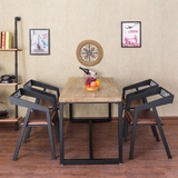 美式乡村实木餐桌餐椅咖啡厅桌椅办公做旧铁艺书桌会议桌组合新款