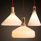 北欧现代简约风格创意餐厅灯吧台灯 实木白玉玻璃灯罩
