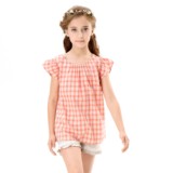 安奈儿女童夏装 纯棉短袖梭织衬衫衬衣 AG421406专柜 正品