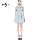 LILY丽丽2015夏装新款女装短袖浅色修身牛仔连衣裙 115210S7801