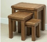 欧式纯实木小矮凳子角几 小茶几 换鞋凳 全白橡木家具田园三套桌